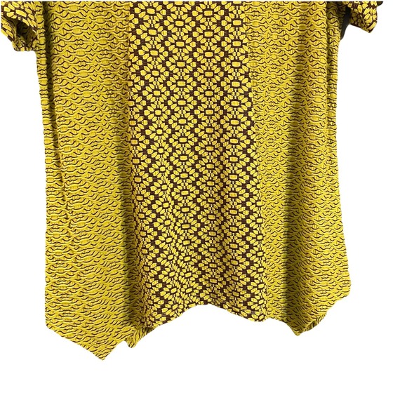 Ali Miles Women Size PL Green Brown Tunic Short Sleeves Pullover Chartreuse - Picture 7 of 9
